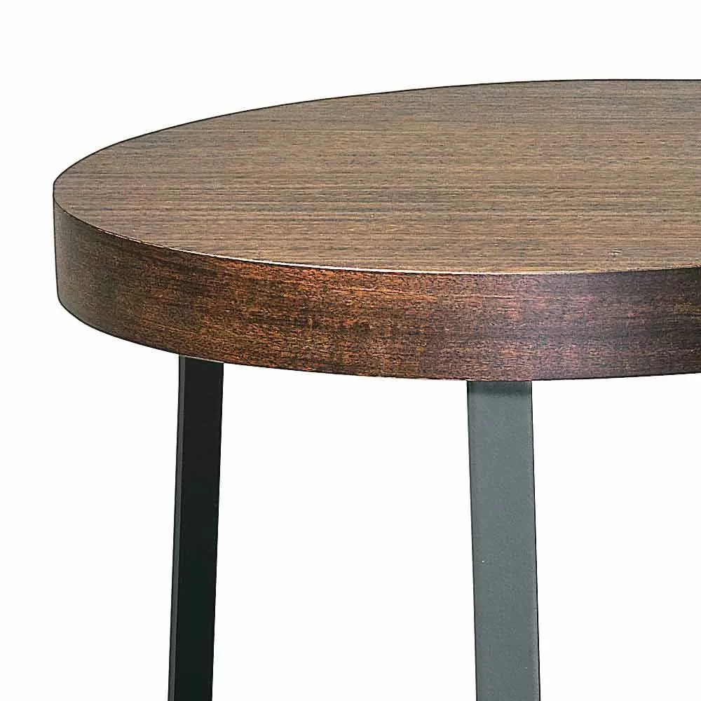 Round Coffee Table In Mdf Eucalyptus And Metal Finish Made In Italy - Juliana - Image 2