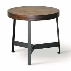 Round Coffee Table In Mdf Eucalyptus And Metal Finish Made In Italy - Juliana