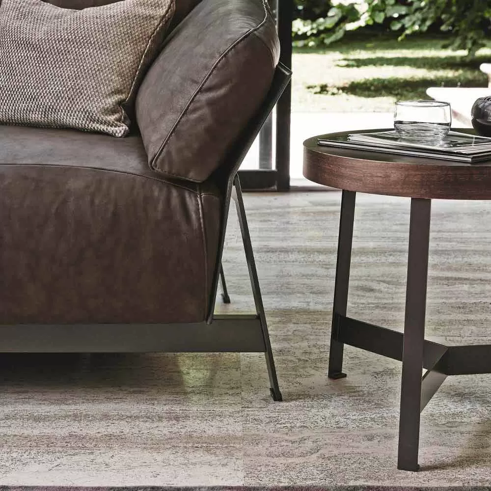 Round Coffee Table In Mdf Eucalyptus And Metal Finish Made In Italy - Juliana - Image 4