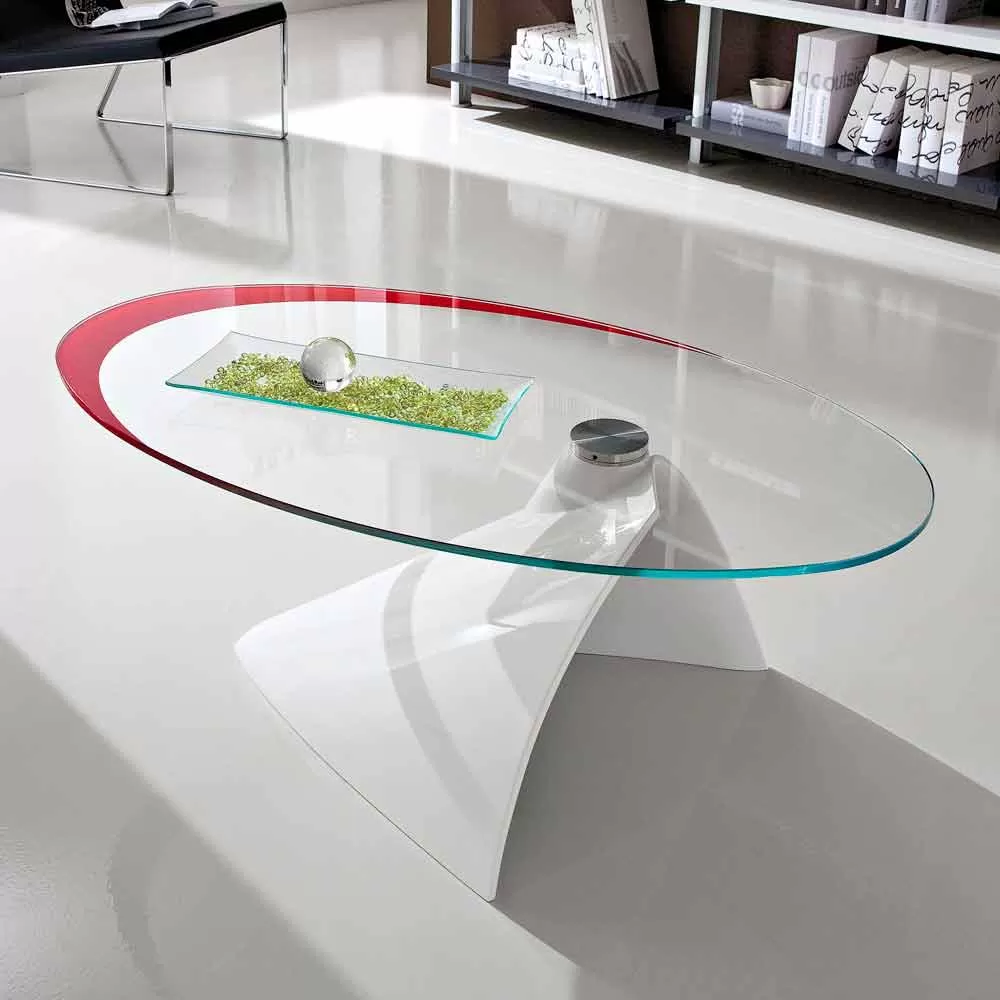 Coffee Table With Glass Top With Made In Italy Screen Printing - Campari - Image 9