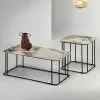 Coffee Table In Ceramic Effect Marble And Metal Made In Italy - Ettore