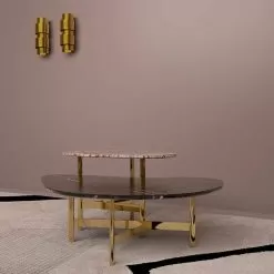 Luxury Coffee Table In Black Marble Or Forest Brown Made In Italy - Manolo