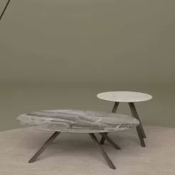Lounge Table In Orobico Or Calacatta Marble And Metal Made In Italy - Sirena