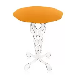 Orange Round Side Table 50 Cm Janis, Modern Design, Made In Italy