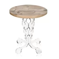 Round Coffee Table In Plexiglass And Oak Top 2 Dimensions - Phosphorus