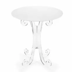 Round Coffee Table In Transparent And White Plexiglass Or With Wood - Stilio