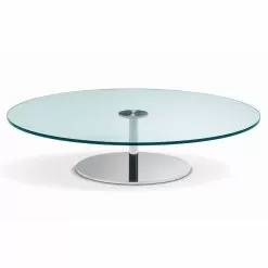 Round Coffee Table In Extra-clear Glass, Luxury Made In Italy - Giovannino