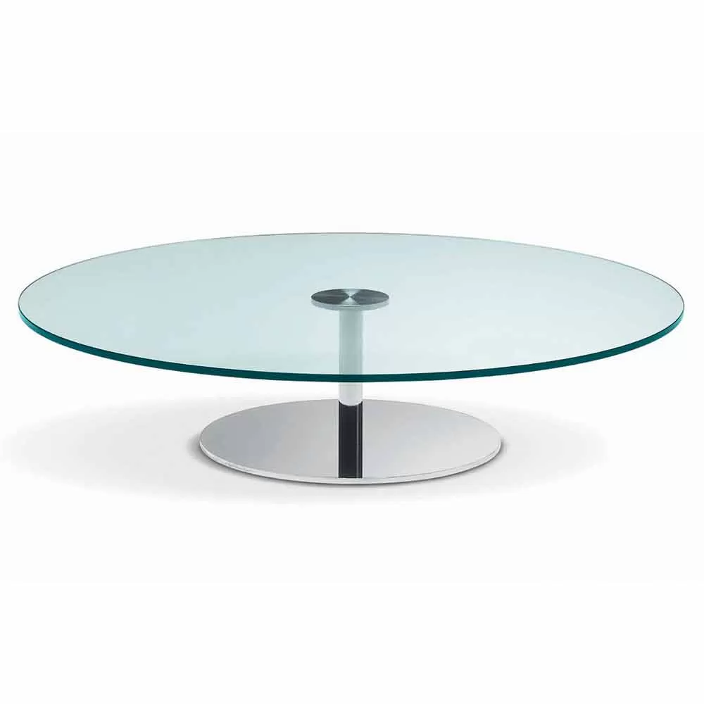 Round Coffee Table In Extra-clear Glass, Luxury Made In Italy - Giovannino