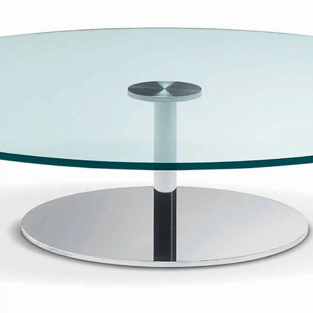 Round Coffee Table In Extra-clear Glass, Luxury Made In Italy - Giovannino - Image 2