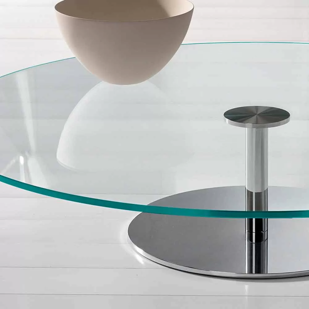 Round Coffee Table In Extra-clear Glass, Luxury Made In Italy - Giovannino - Image 5