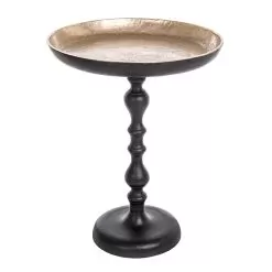 Round Table In Plated And Antique Vintage Aluminum Homemotion - Smemo