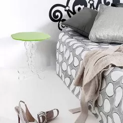 Modern Light Green Round Coffee Table 36 Cm Janis, Made In Italy