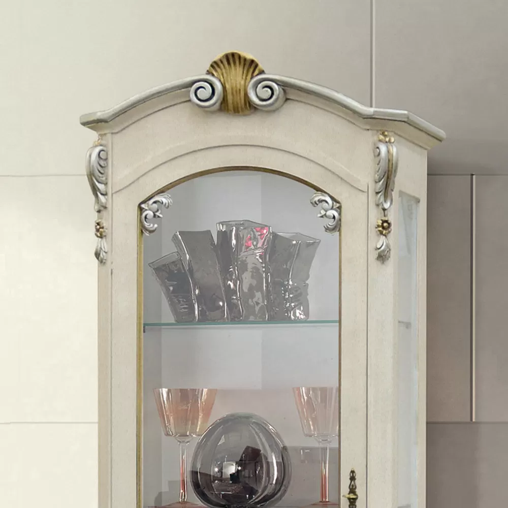 Classic Showcase With Door And White Wooden Drawer Made In Italy - Cheverny - Image 3