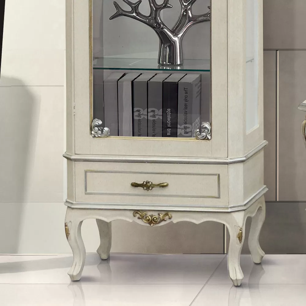 Classic Showcase With Door And White Wooden Drawer Made In Italy - Cheverny - Image 4