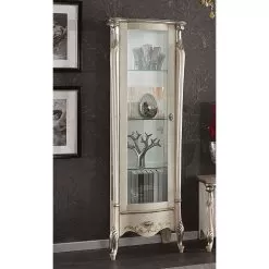Classic Showcase With White Or Walnut Wood Door Made In Italy - Caligola