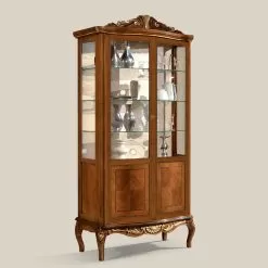 Classic Showcase In Bassano Walnut Wood Two Doors Made In Italy - Chantilly