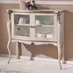 Living Room Showcase 2 Doors In Walnut Or White Wood Made In Italy - London