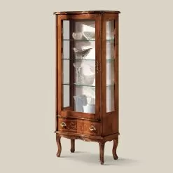 Classic Living Room Showcase In Walnut Wood With Door Made In Italy - Versaille