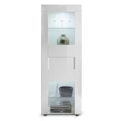 Living Room Display Cabinet In Wood And Glass With Shelves Made In Italy - Indaco