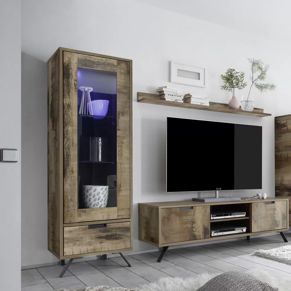 Living Room Display Cabinet In Laminated Wood And Glass Made In Italy - Carambola - Image 5