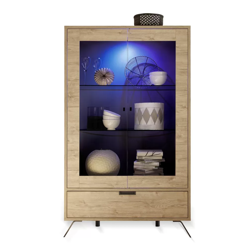 Living Room Display Cabinet In Laminated Wood And Glass Made In Italy - Carambola - Image 6