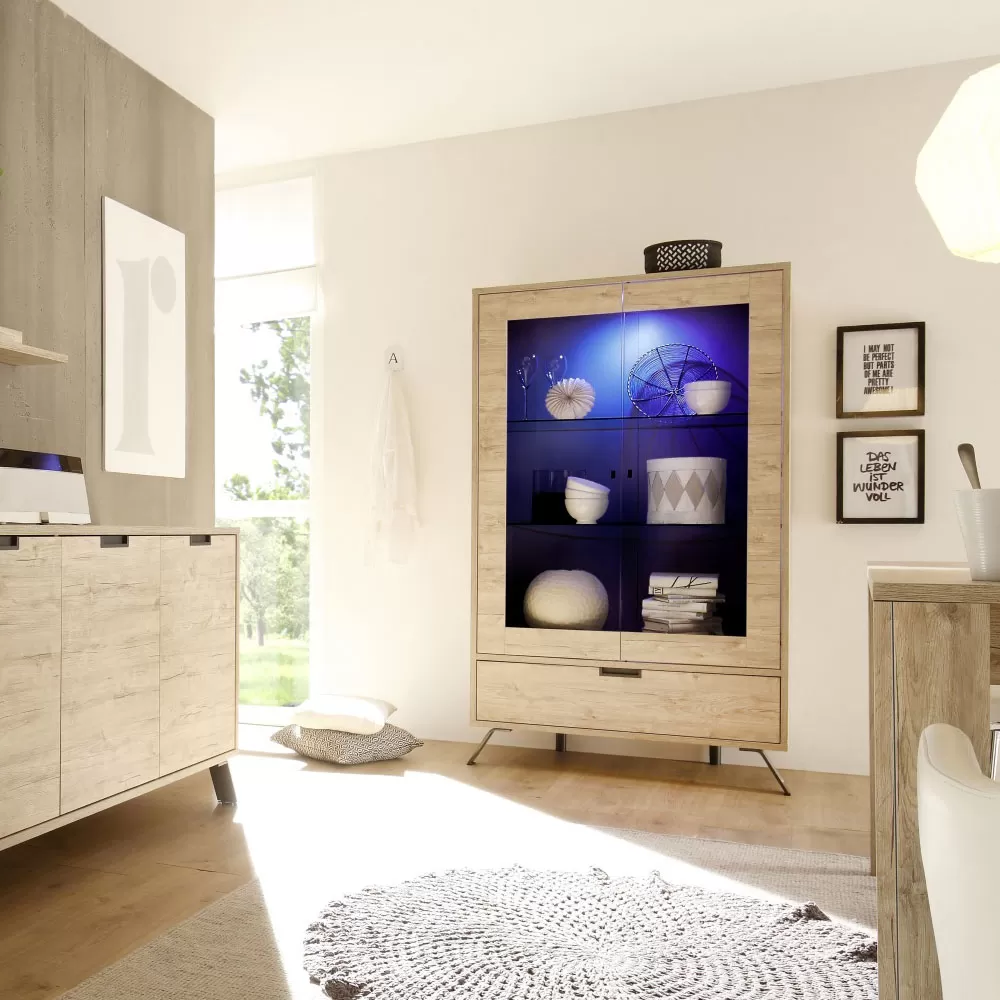 Living Room Display Cabinet In Laminated Wood And Glass Made In Italy - Carambola - Image 7