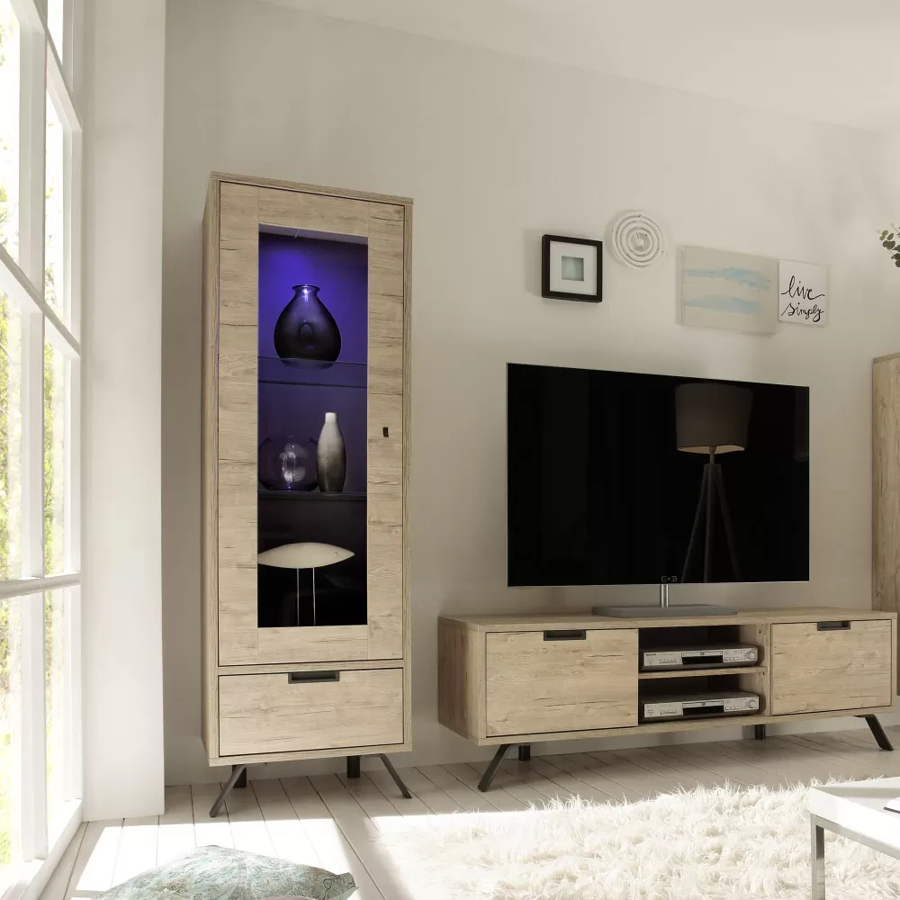 Living Room Display Cabinet In Laminated Wood And Glass Made In Italy - Carambola - Image 10