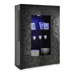 Showcase In Laminated Wood With Screen Printed Doors Made In Italy - Milena