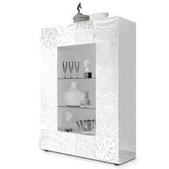 Display Cabinet In Screen Printed Laminated Wood With 2 Doors Made In Italy - Brielle